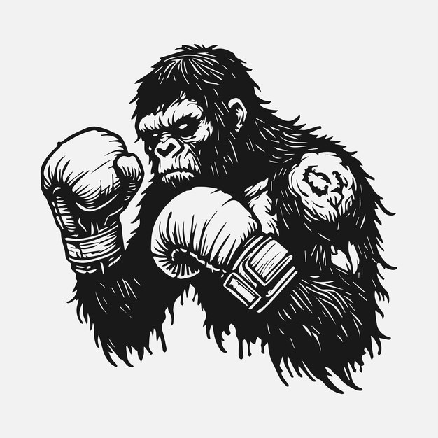 Vector a flat vector illustration of a gorilla as a boxer