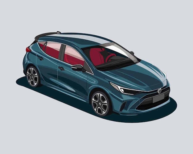 Vector a flat vector illustration of hatchback car drawing transportation vector graphic