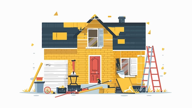 Vector flat vector illustration of home renovation and improvement projects