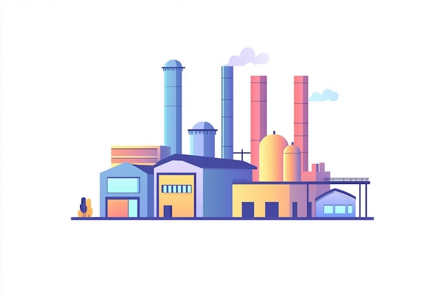 Vector flat vector illustration of an industrial factory