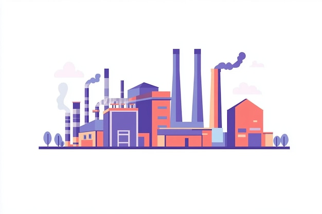 Vector flat vector illustration of an industrial factory