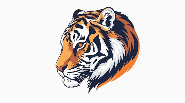 Vector flat vector illustration of a majestic tiger head