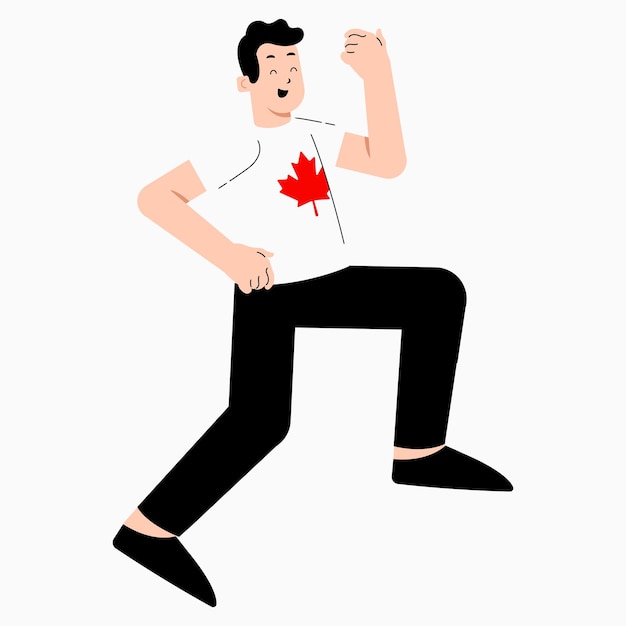 Flat vector Illustration of a male and female looking happy wearing a Canada Shirt