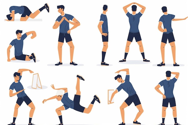 Vector flat vector illustration man stretching