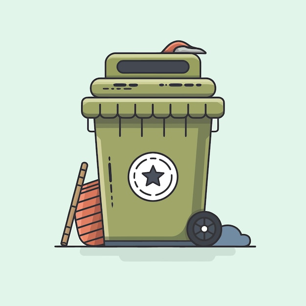 Vector a flat vector illustration of recycle garbage bin drawing isolated for web design and app icons