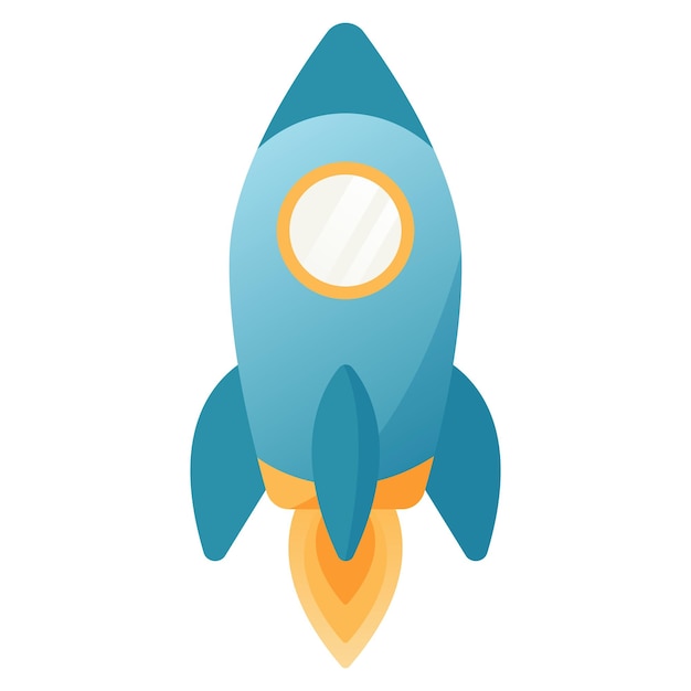 Flat vector illustration of a rocket flying up