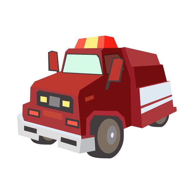 Flat vector illustration set of fire engine truck and fireman