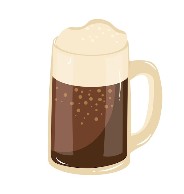 Vector flat vector illustration showcasing a mug of frothy beer a common sight in pubs and cultural festivities the illustration captures the bubbles and foam representing refreshment