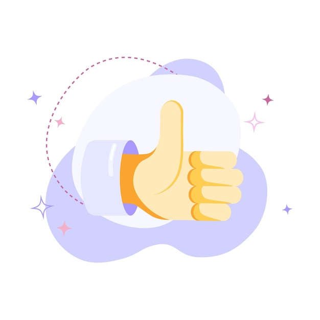 Flat vector illustration of thumbs up Social media like icon or symbol concept