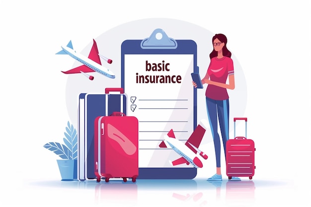 Vector flat vector illustration travel insurance