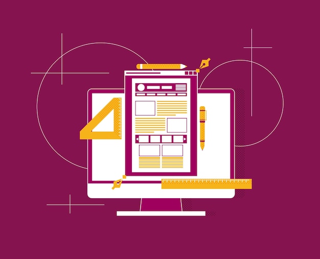 Flat vector illustration of web design and development concepts Elements for mobile and web applications