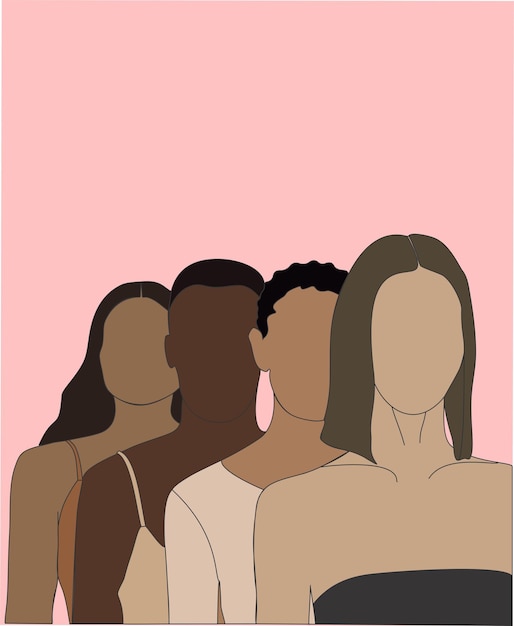 flat vector illustration of women womens day multiethnic women drawing woman day illustration