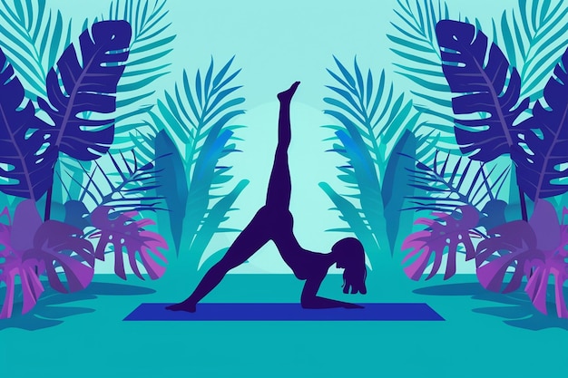 Flat Vector Illustration Yoga Showing