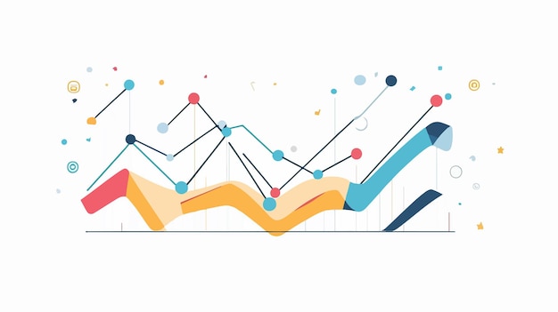 Flat Vector Isolated Line Chart Clipart for Business Presentations and Reports