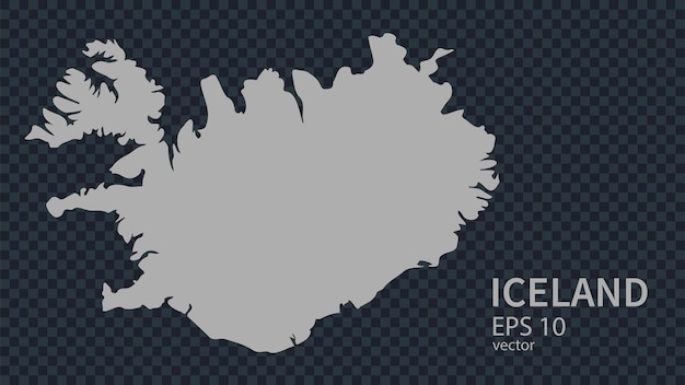 Flat vector map of Iceland with borders isolated on background flat style