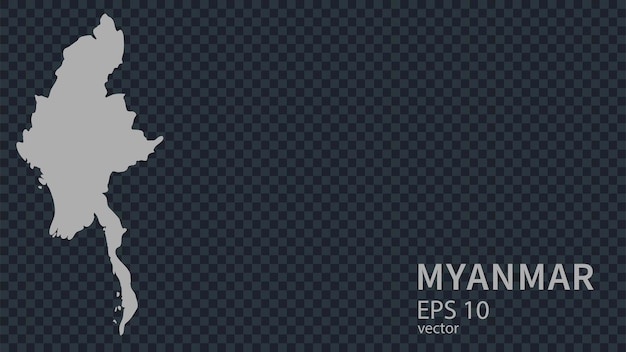 Flat vector map of Myanmar with borders isolated on background flat style