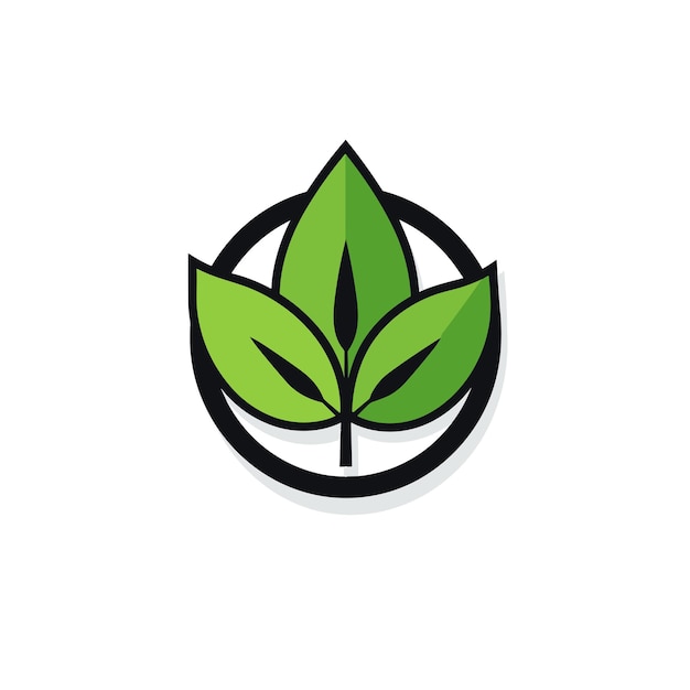 Flat vector of a minimalist green leaf logo on a clean white background