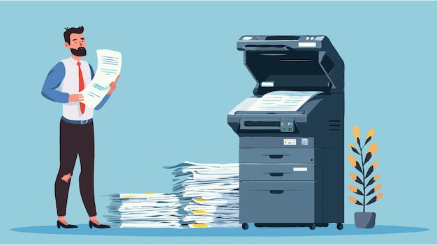 Flat vector Office documents copier cartoon vector illustration