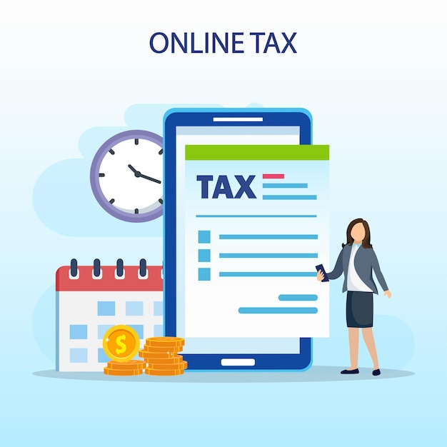 flat vector Online Tax Payment pay season tax time Concept