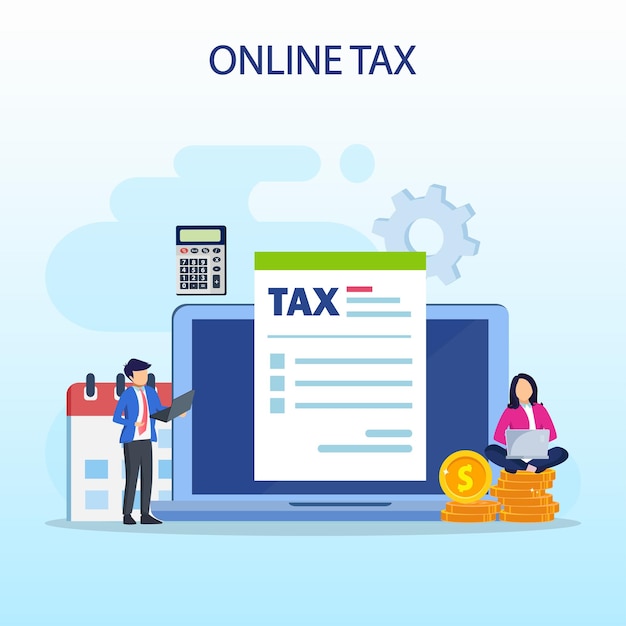 flat vector Online Tax Payment pay season tax time Concept