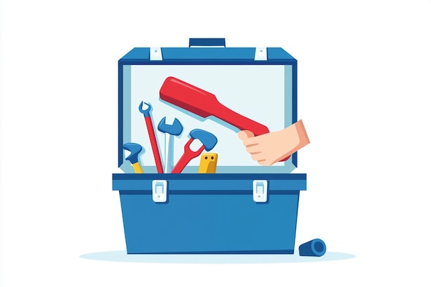 Vector flat vector of an open blue toolbox illustration