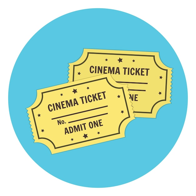 Flat vector retro cinema tickets icon Cinematography symbol