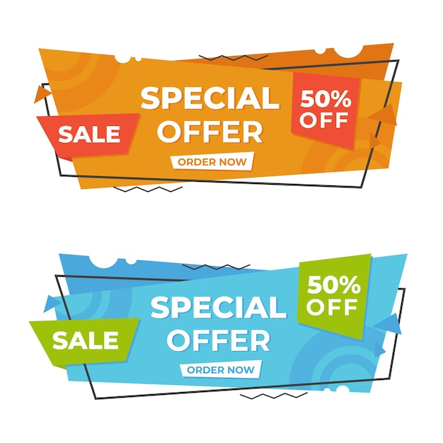 Flat vector special offer origami banners template collection