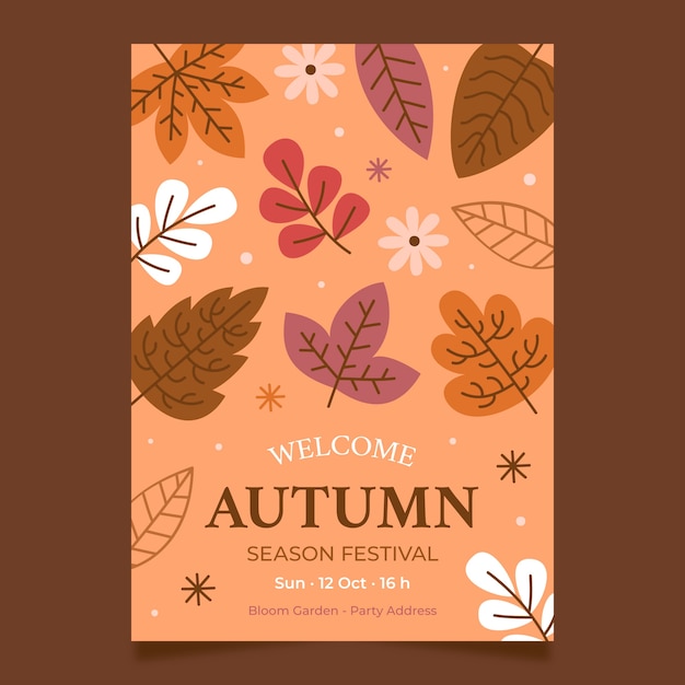 Flat vertical poster template for autumn celebration