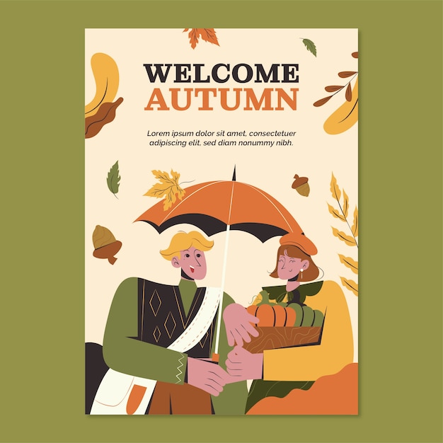 Flat vertical poster template for autumn celebration