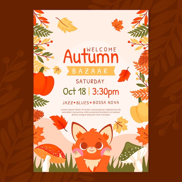 Flat vertical poster template for autumn celebration