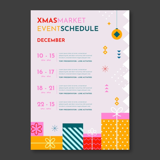 Vector flat vertical poster template for christmas market