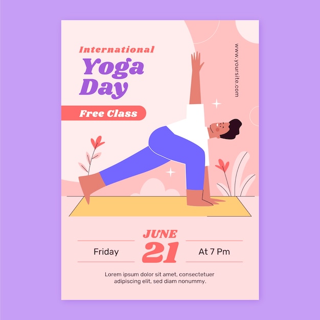 Flat vertical poster template for international yoga day