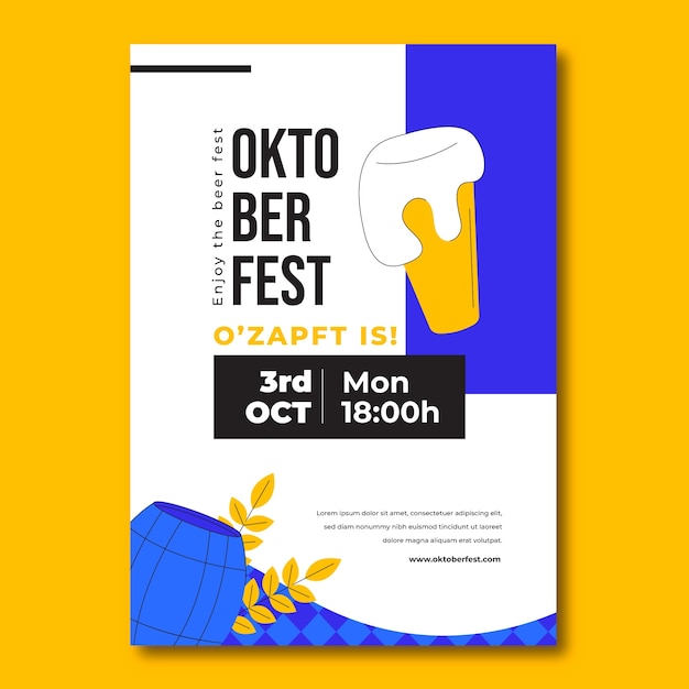 Flat vertical poster template for oktoberfest festival