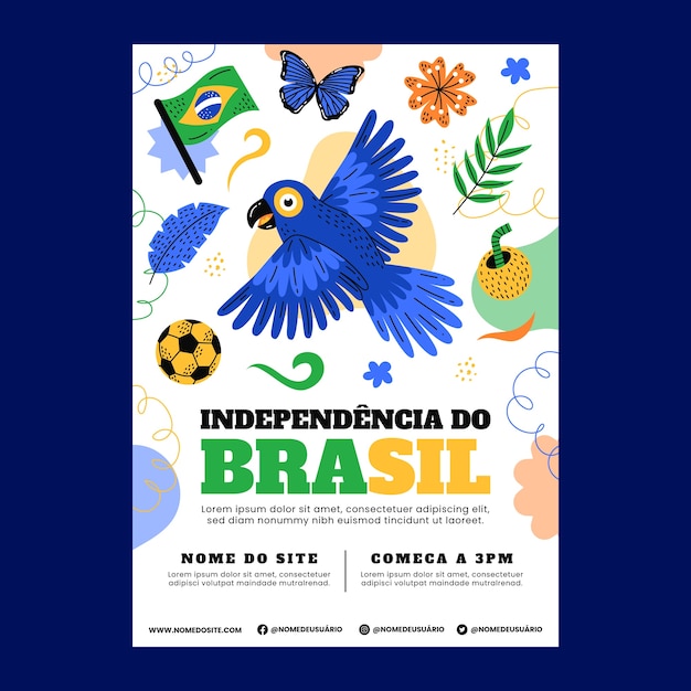 Flat vertical poster template for sete de setembro celebration