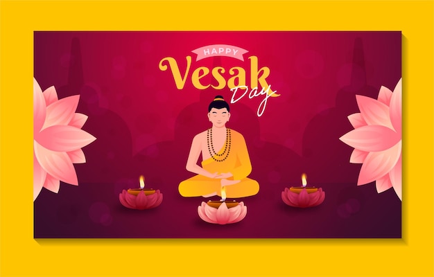 Flat vesak day illustration banner