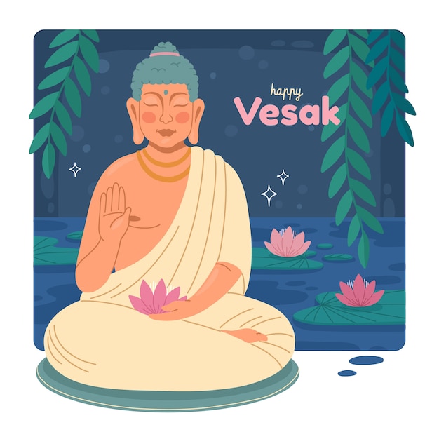 Flat vesak day illustration