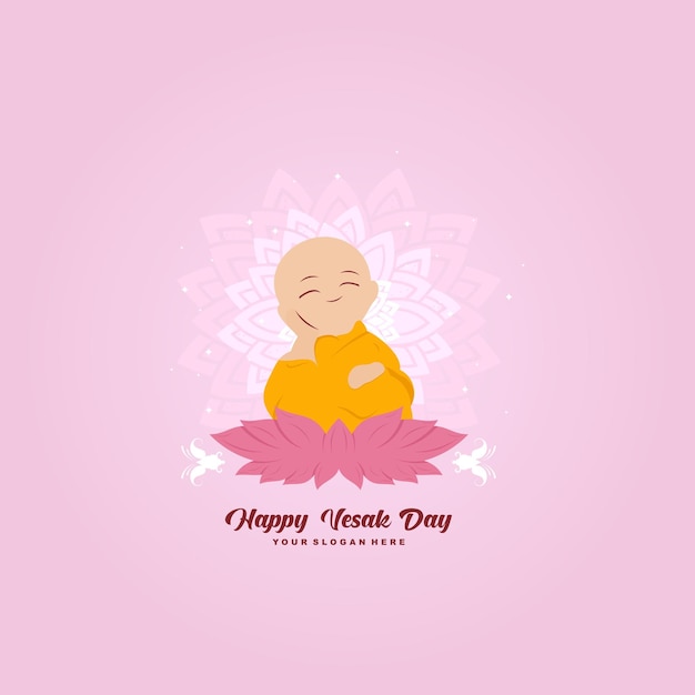 Flat Vesak day logo concept design template or vector illustration