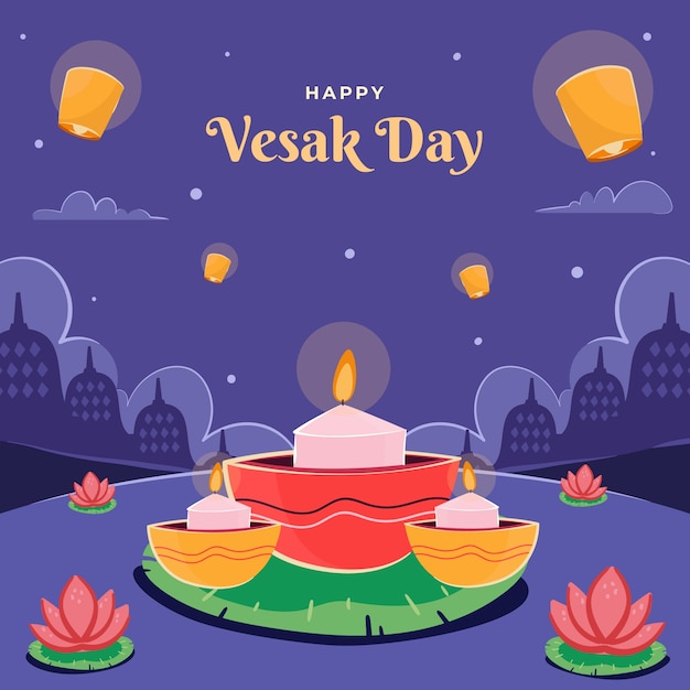 Flat vesak illustration