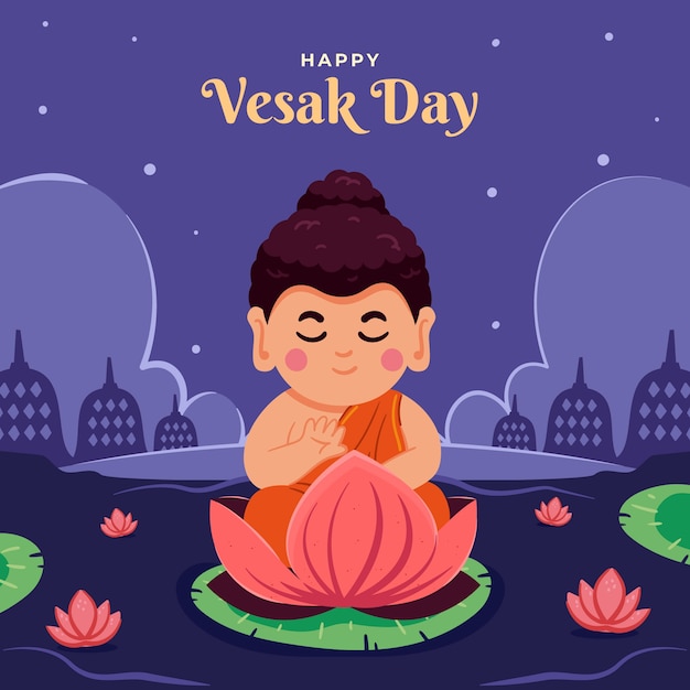 Flat vesak illustration