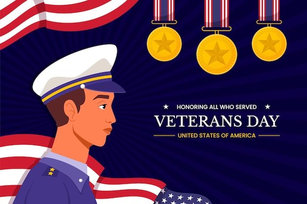 Flat Veterans Day vector illustration