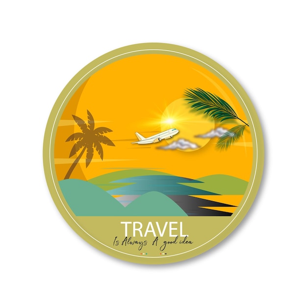 Flat vintage travel label background