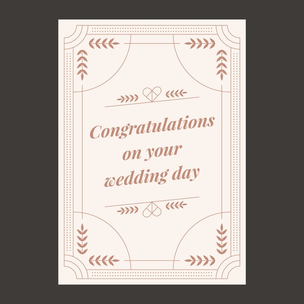 Vector flat wedding congratulations card