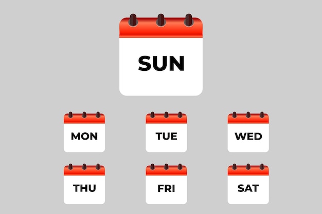 flat weekly calendar, planning calendar icon for ui, mobile app, business, website.