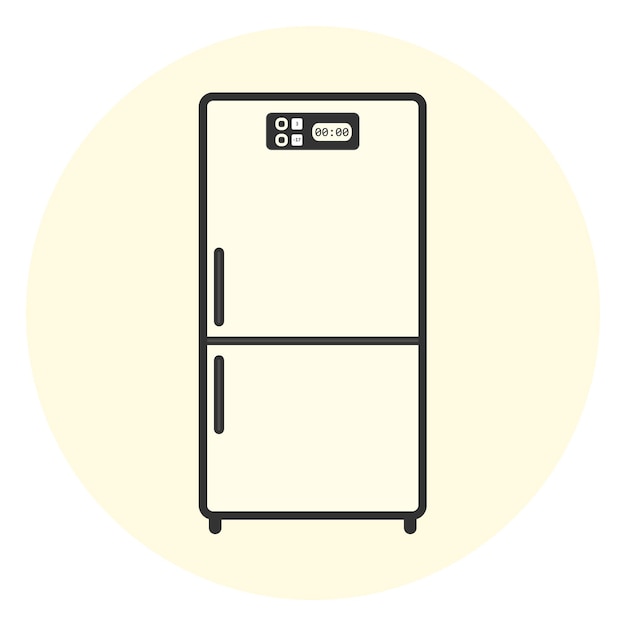 Flat white refrigerator icon appliance symbol