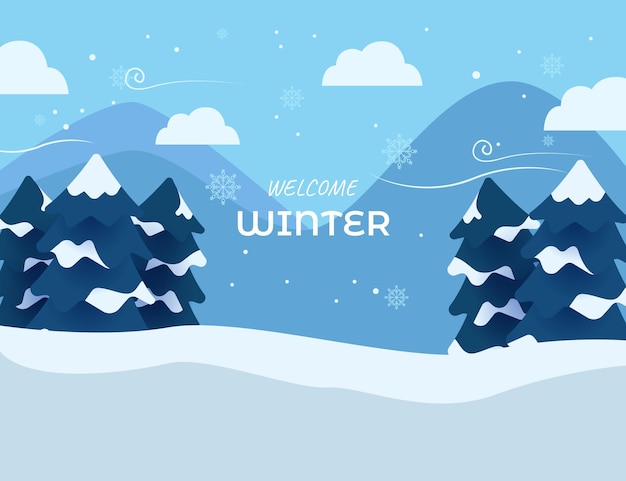 Flat winter card illustration