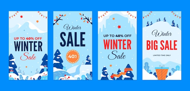 Flat winter sale instagram stories collection