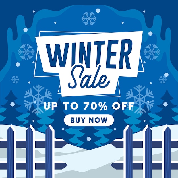 Flat Winter Sale Social Media Banner Illustration