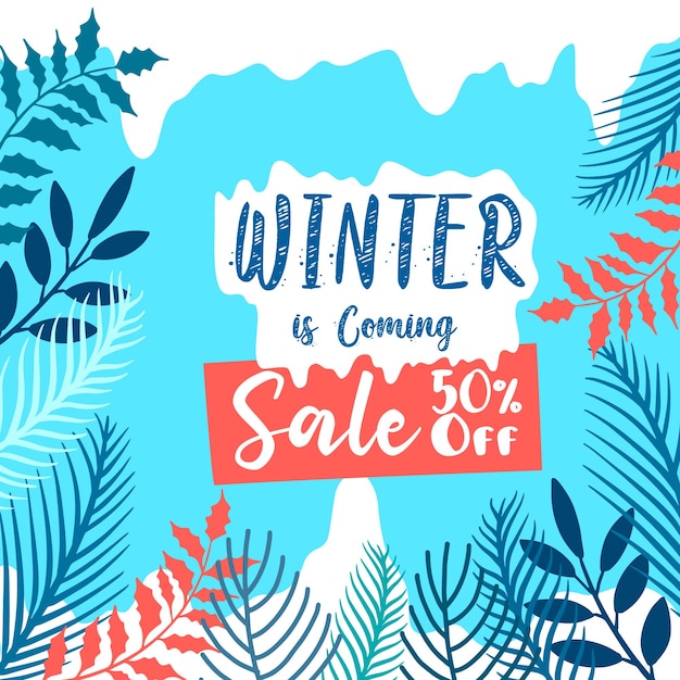 Vector flat winter sale social media banner illustration