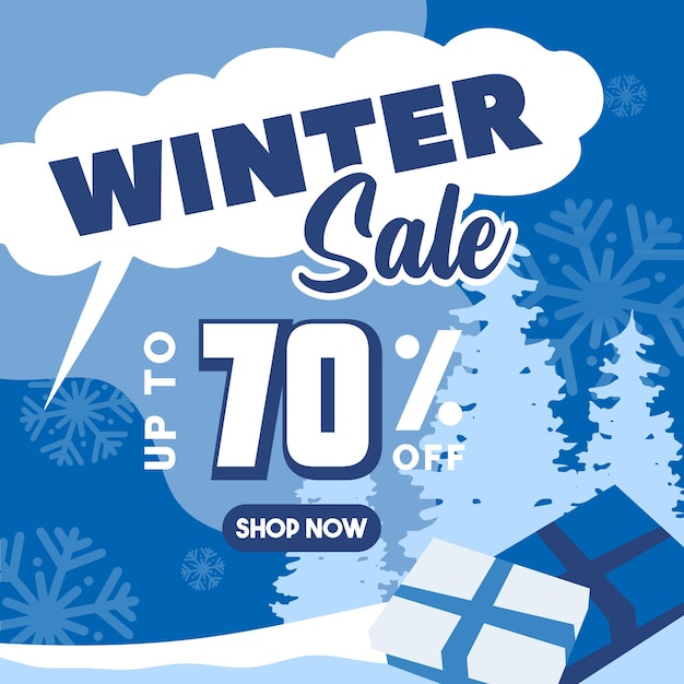 Flat Winter Sale Social Media Banner Illustration