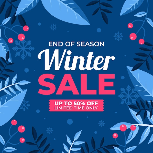 Flat Winter Sale Social Media Banner Illustration